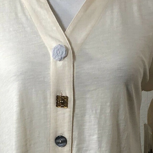 NWT Soft Surroundings XS Ivory Cotton Button Tunic Top Long Sleeve - Picture 6 of 9